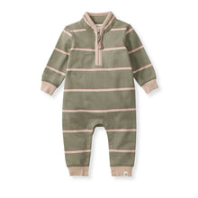 Load image into Gallery viewer, Green Stripe Zip Romper - Baby

