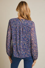 Load image into Gallery viewer, Blue Pleated Floral Top
