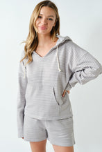 Load image into Gallery viewer, Taupe + White Boardwalk Stripe Hoodie

