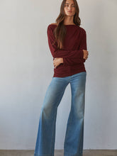 Load image into Gallery viewer, Wine Asymmetric Ruched Top
