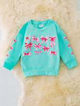 Load image into Gallery viewer, Teal Bow Sweatshirt - Kids + Baby
