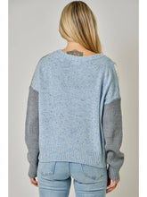 Load image into Gallery viewer, Blue Stitched Blocked Sweater
