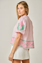 Load image into Gallery viewer, Mystree Pink + Green Embroidered Top
