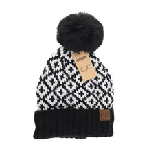 Load image into Gallery viewer, CC Lined Diamond Pom Beanie
