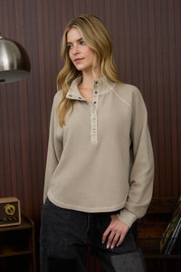 Mocha Snap Henley Pullover