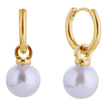 Load image into Gallery viewer, Pearl Huggie Hoop
