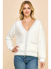 Load image into Gallery viewer, Ivory Contrast Stitch Cardigan
