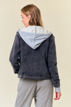 Load image into Gallery viewer, Black Denim Hoodie Jacket
