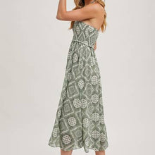 Load image into Gallery viewer, Olive Geometric Halter Dress
