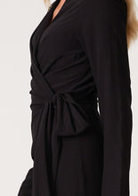 Load image into Gallery viewer, Black Wrap Midi Dress
