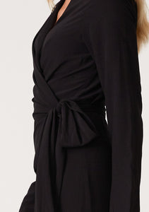 Black Wrap Midi Dress