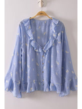 Load image into Gallery viewer, Blue Embroidered Floral Top
