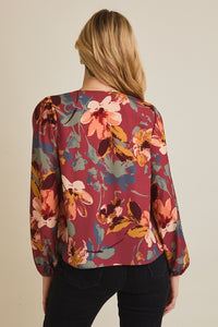 Wine Floral Top