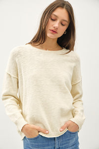 Raw Hem Natural Cotton Sweater