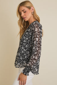 B+W Chiffon Floral Top