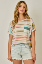 Load image into Gallery viewer, Mystree Mixed Stripe French Terry Tee
