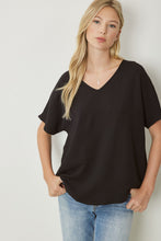 Load image into Gallery viewer, Black V-Neck Cuff Sleeve Top
