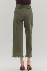 Entro Olive Eyelet Pants