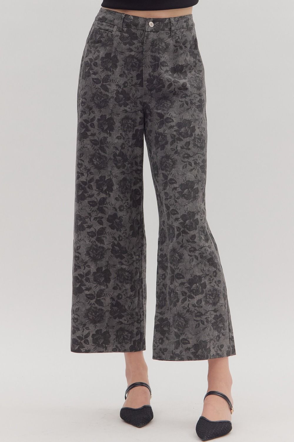 Charcoal Floral Pants