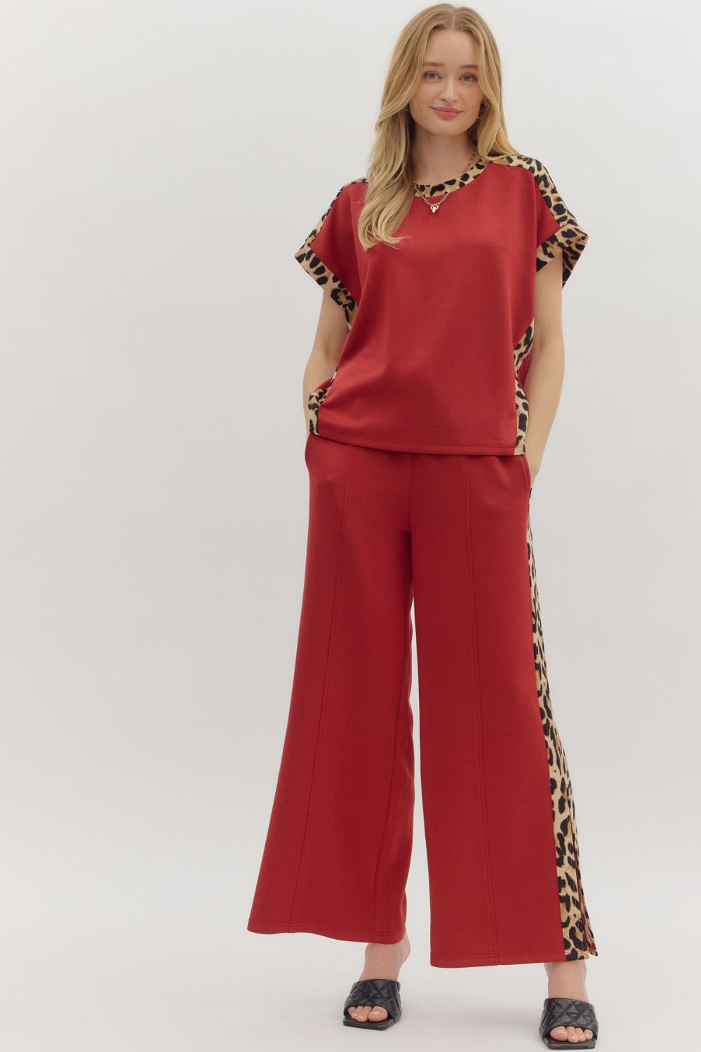 Brick Leopard Trim Pants