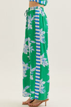 Load image into Gallery viewer, Entro Green + Blue Floral Stripe Pants
