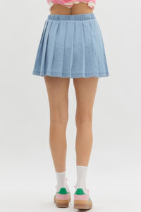 Denim Pleated Skort