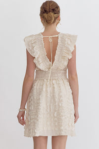 Ivory Ruffled Textured Dress