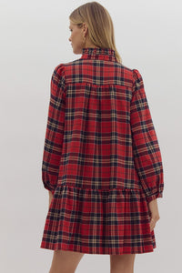 Red Plaid Tiered Dress