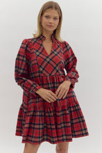 Load image into Gallery viewer, Red Plaid Tiered Dress
