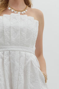 Ivory Pleated Strapless Dress