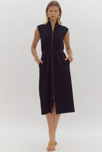 Load image into Gallery viewer, Black Zip Midi Dress
