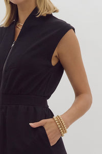 Black Zip Midi Dress