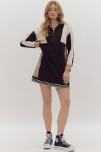 Load image into Gallery viewer, Black + Tan Blocked Zip Dress
