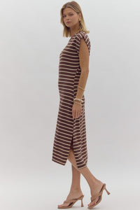 Brown Stripe Midi Dress