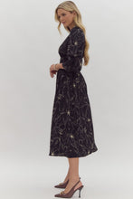 Load image into Gallery viewer, Black + Tan Floral Zip Dress
