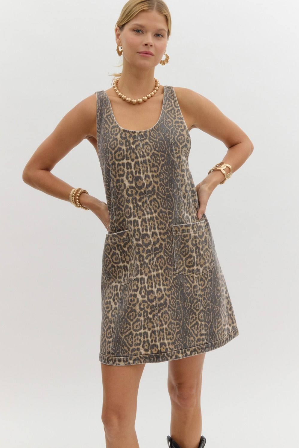 Leopard Denim Dress