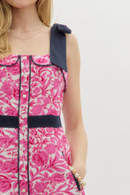 Load image into Gallery viewer, Pink + Navy Floral Midi Dress
