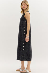 Black Studded Leopard Tank Dress