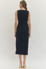 Load image into Gallery viewer, Entro Black + Gold Gathered Dress

