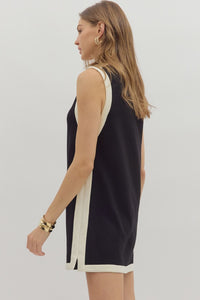 Black Contrast Band Tank Dress