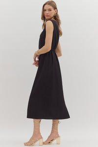 Black Belted Midi Dress