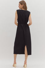 Load image into Gallery viewer, Black Belted Midi Dress
