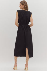 Black Belted Midi Dress