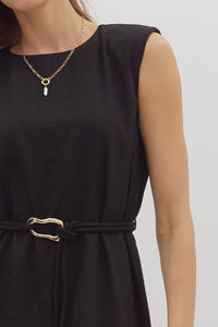 Black Belted Midi Dress