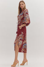 Load image into Gallery viewer, Burgundy Floral Midi Dress
