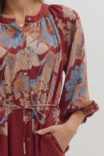 Load image into Gallery viewer, Burgundy Floral Midi Dress
