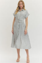 Load image into Gallery viewer, Entro B+W Stripe Belted Dress
