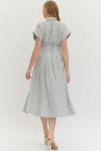Load image into Gallery viewer, Entro B+W Stripe Belted Dress

