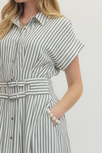 Load image into Gallery viewer, Entro B+W Stripe Belted Dress
