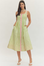 Load image into Gallery viewer, Lime + Pink Stripe Dress

